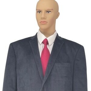 BAHRACH 46R Navy Blue Plaid Velour Jacket Blazer Sport Coat Executive Luxury